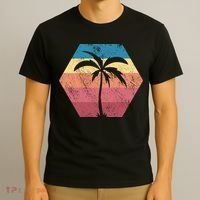 Tropical Retro Vintage Palm Trees Sunset T-Shirt thumb 3