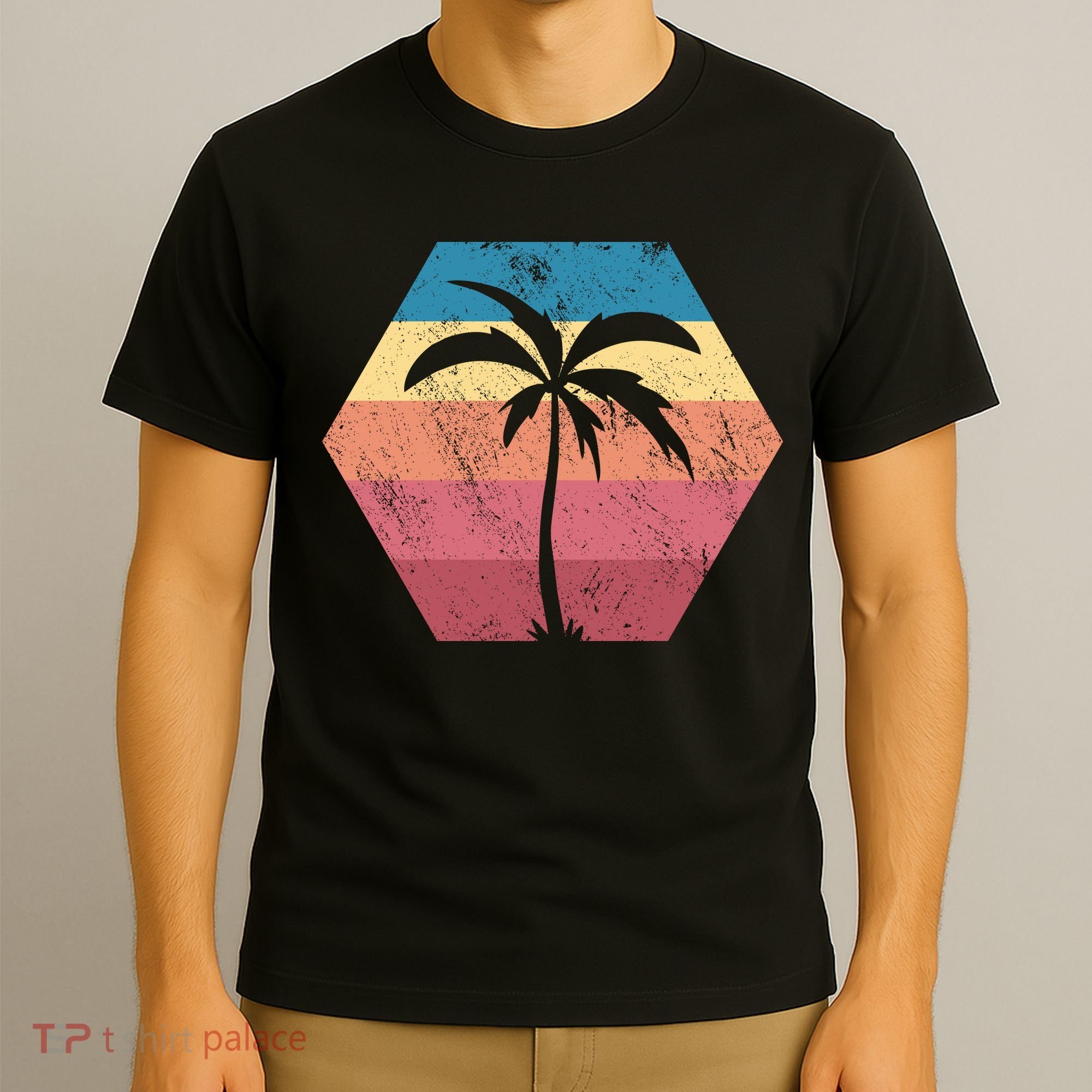 Tropical Retro Vintage Palm Trees Sunset T-Shirt