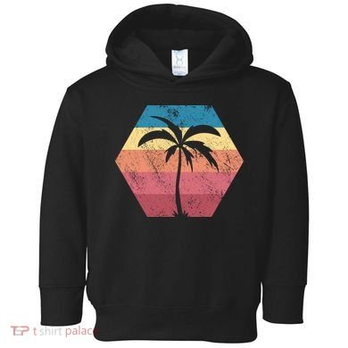Tropical Retro Vintage Palm Trees Sunset Toddler Hoodie