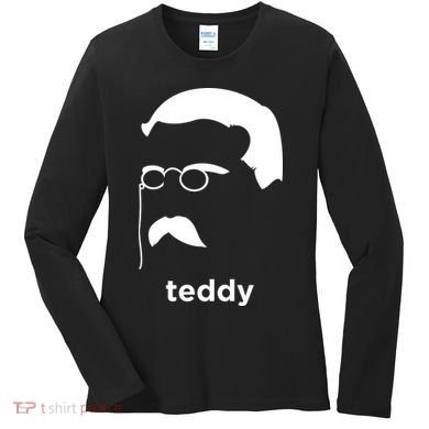 Teddy Roosevelt Vector Art American Women's Long Sleeve Shirt