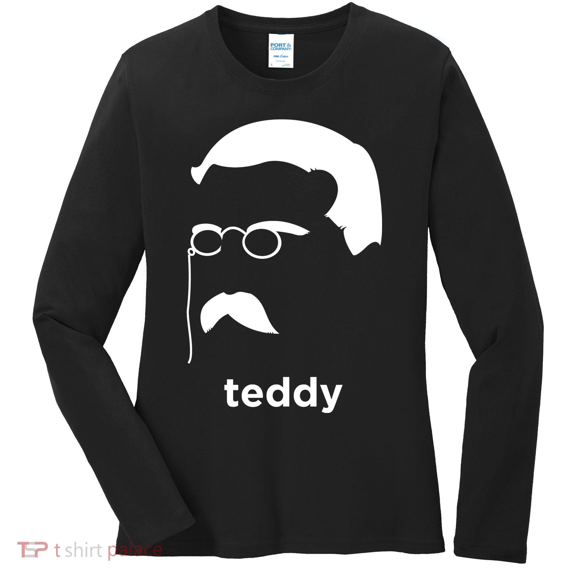 Teddy Roosevelt Vector Art American Women's Long Sleeve Shirt