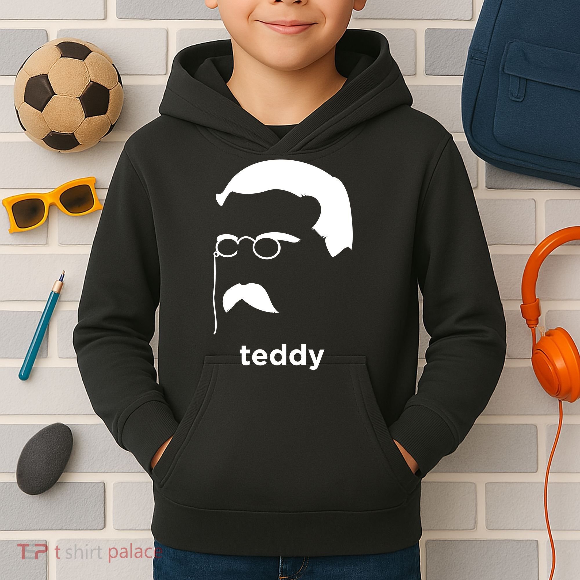 Teddy Roosevelt Vector Art American Kids Hoodie