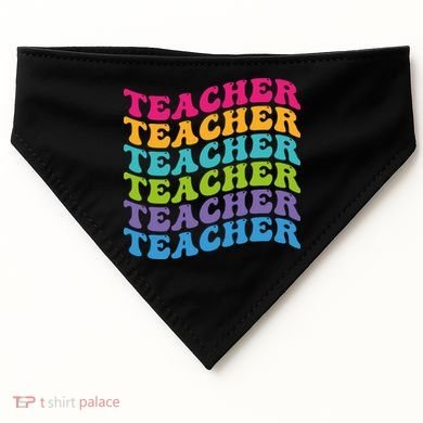 Teacher Retro Word Mashup USA-Made Doggie Bandana