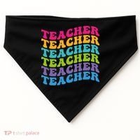 Teacher Retro Word Mashup USA-Made Doggie Bandana thumb 0