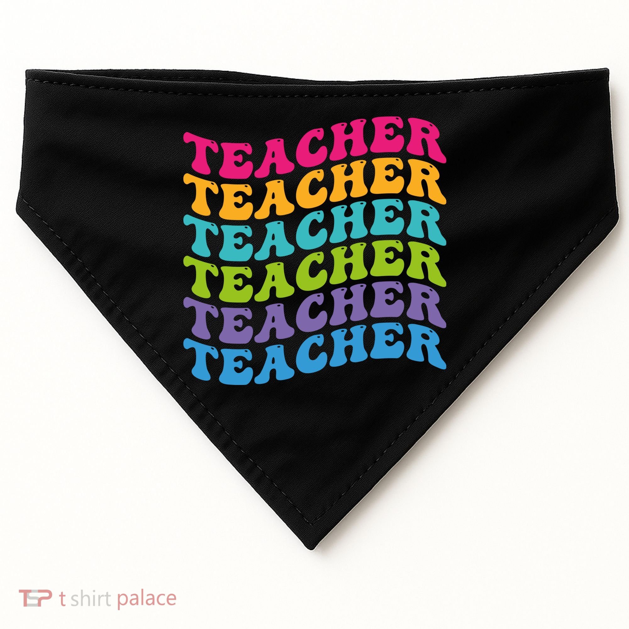 Teacher Retro Word Mashup USA-Made Doggie Bandana