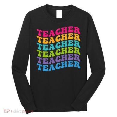 Teacher Retro Word Mashup Long Sleeve Shirt