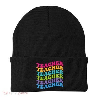 Teacher Retro Word Mashup Beanie