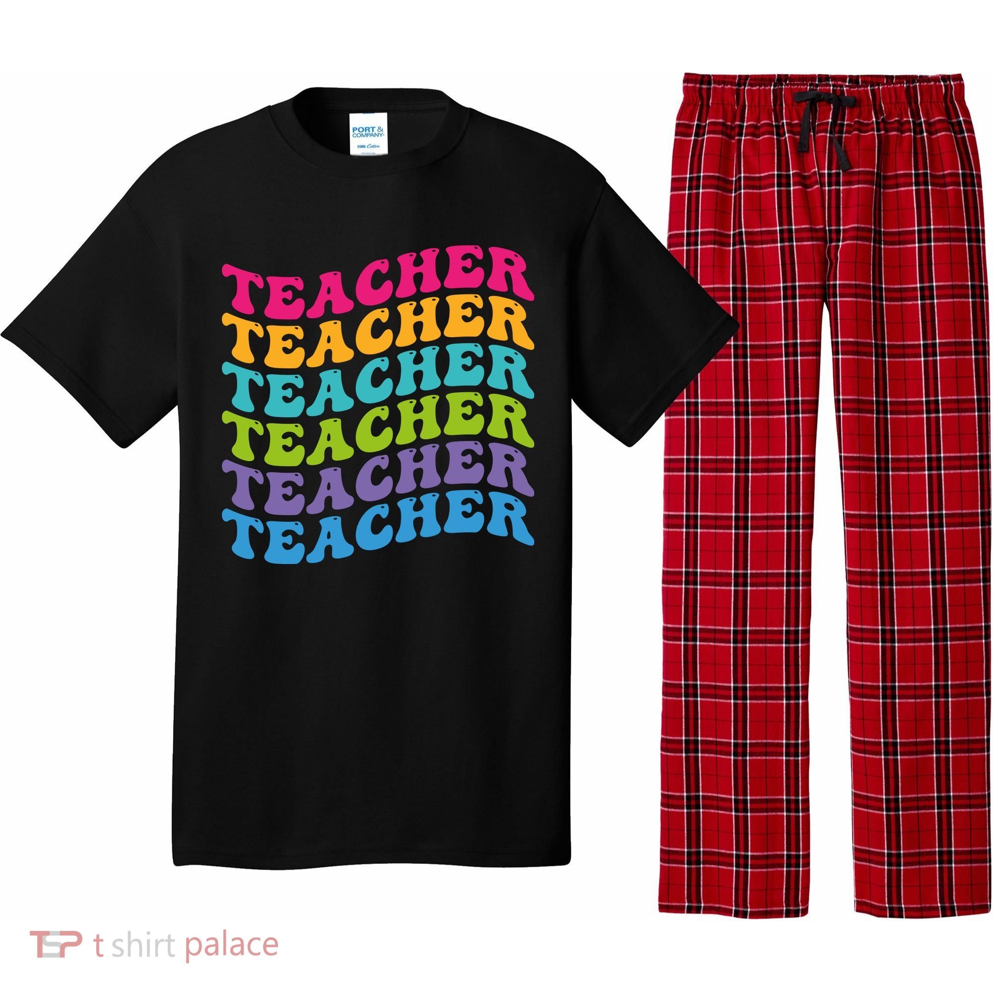 Teacher Retro Word Mashup Pajama Set