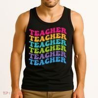 Teacher Retro Word Mashup Tank Top thumb 3