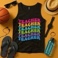 Teacher Retro Word Mashup Tank Top thumb 4