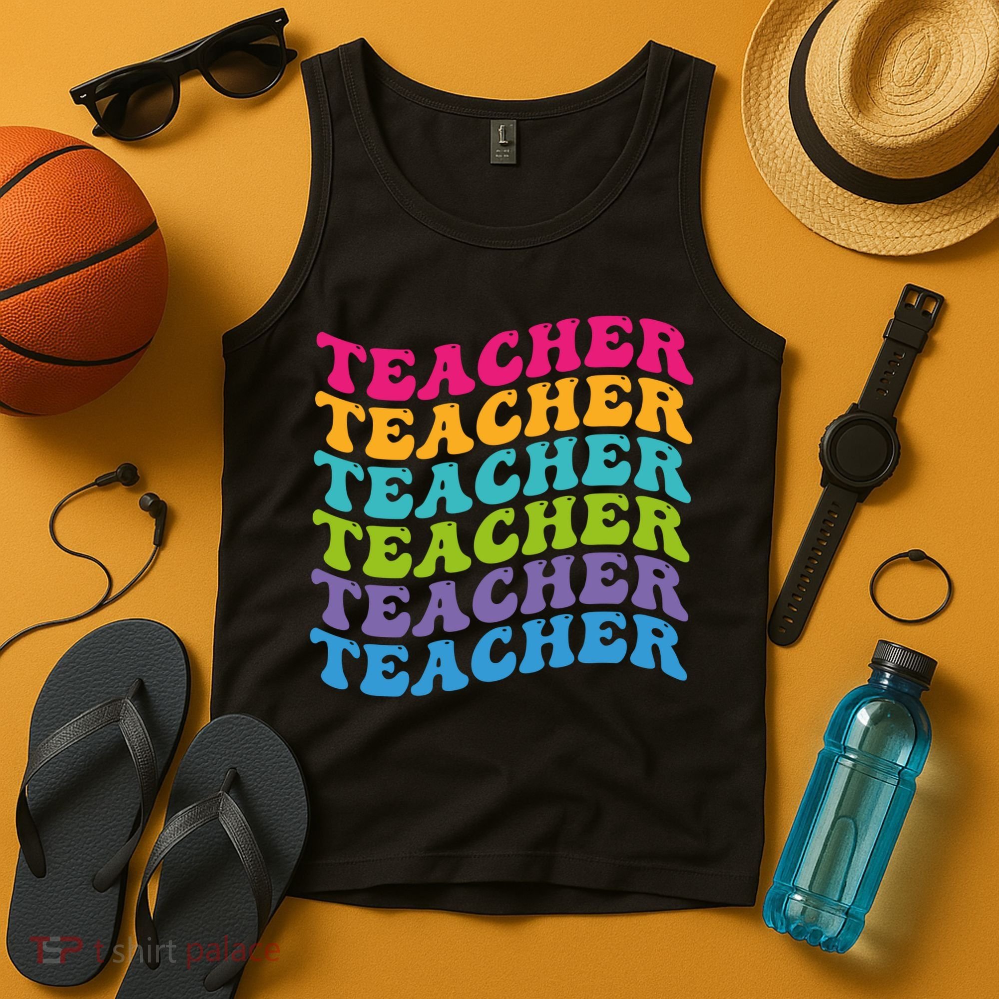 Teacher Retro Word Mashup Tank Top