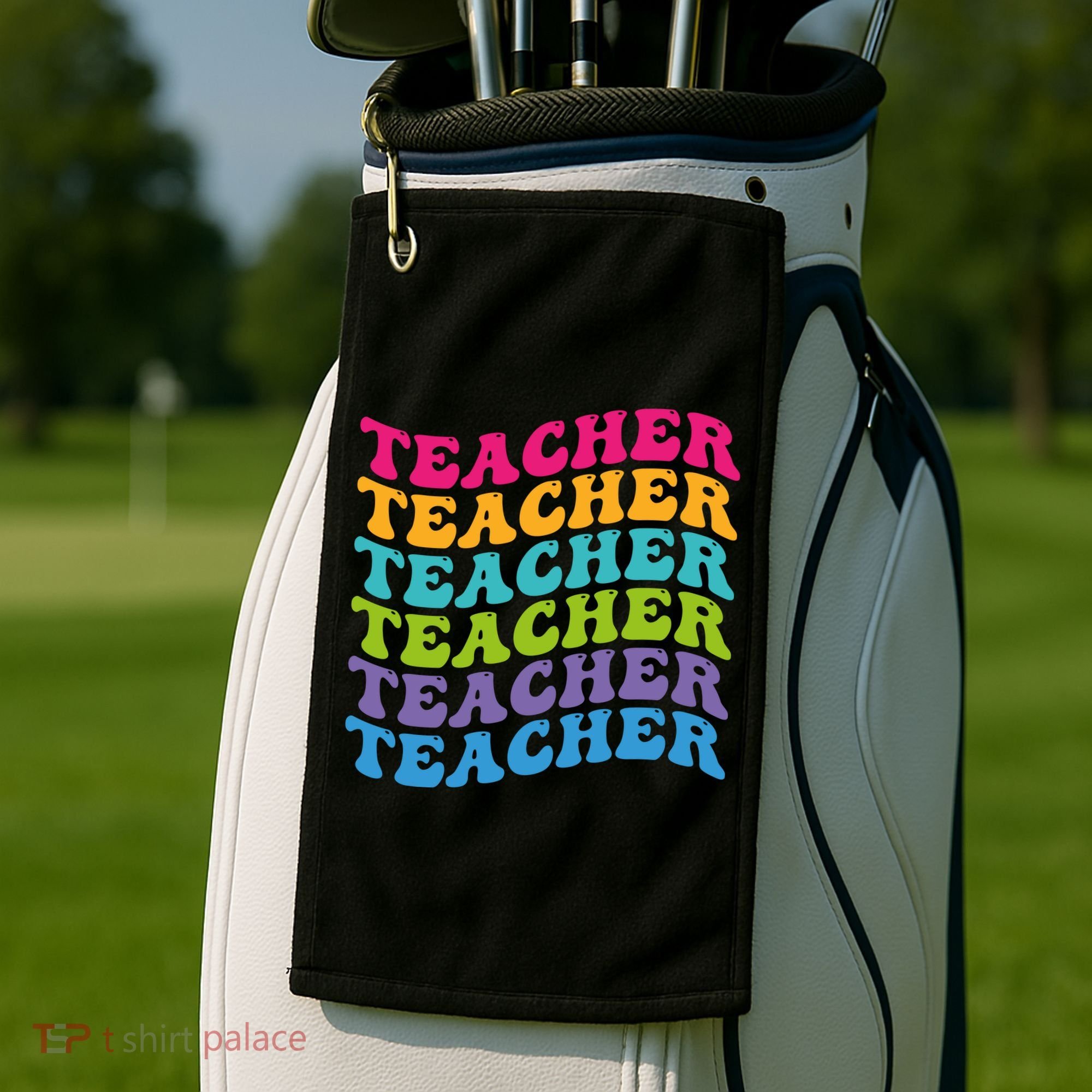 Teacher Retro Word Mashup Golf Towel