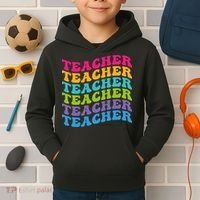 Teacher Retro Word Mashup Kids Hoodie thumb 2