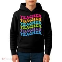 Teacher Retro Word Mashup Kids Hoodie thumb 4