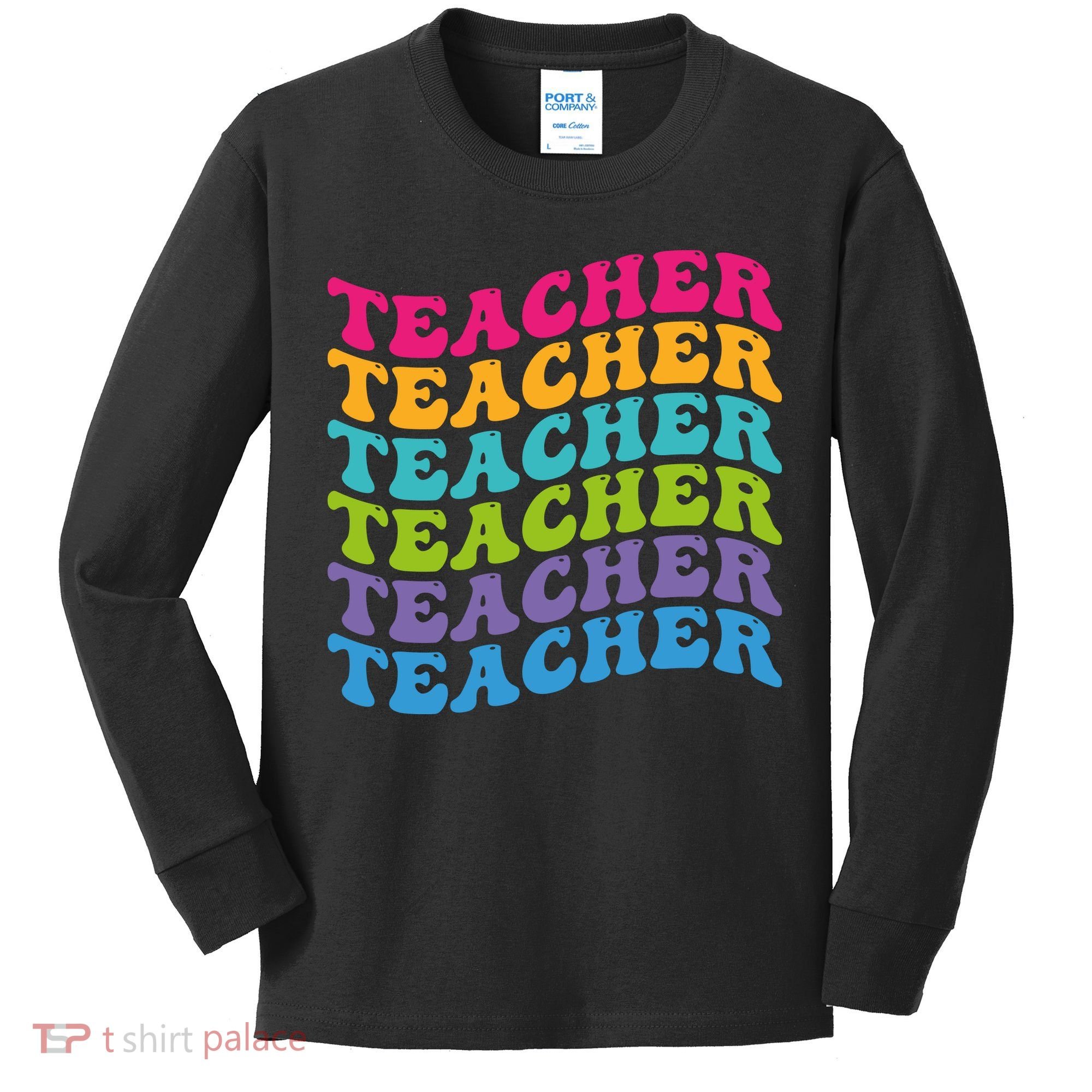 Teacher Retro Word Mashup Kids Long Sleeve Shirt