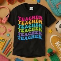 Teacher Retro Word Mashup Kids T-Shirt thumb 3