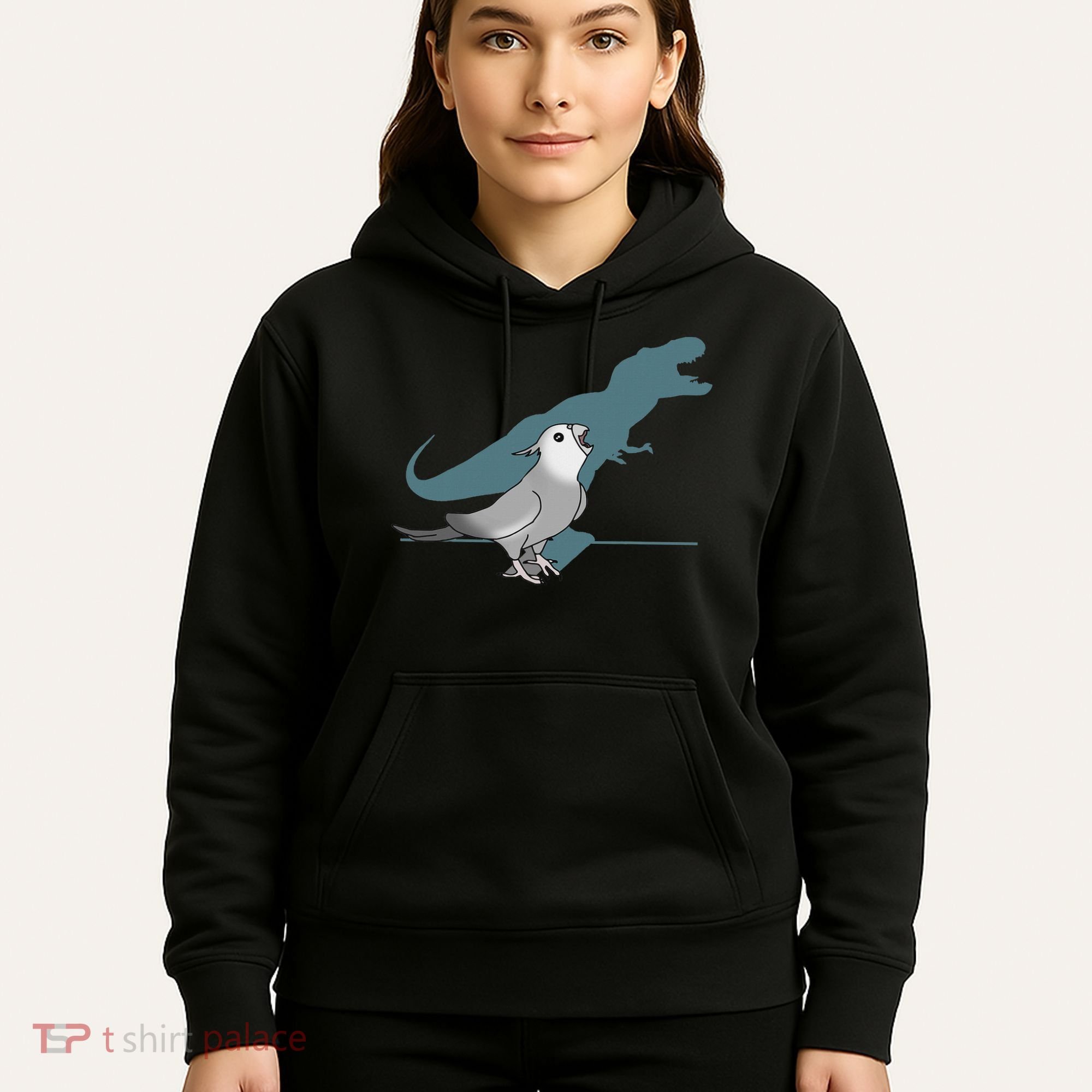 T Rex White Faced Cockatiel, Funny Grey Cockatiel Dinosaur Hoodie