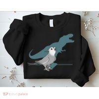 T Rex White Faced Cockatiel, Funny Grey Cockatiel Dinosaur Sweatshirt thumb 2