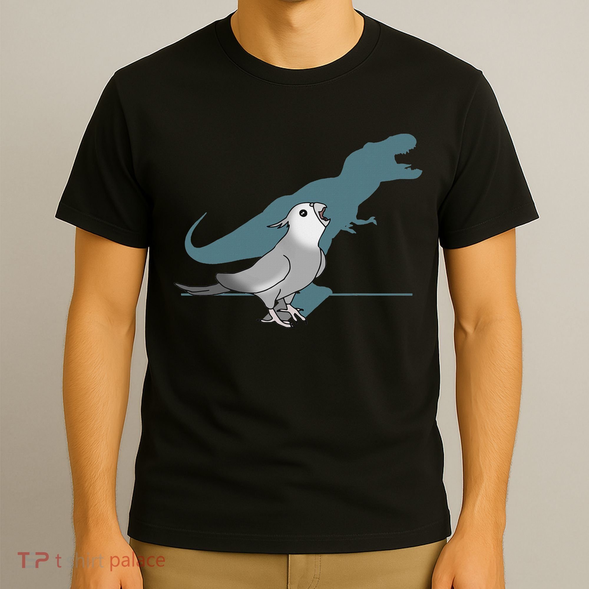 T Rex White Faced Cockatiel, Funny Grey Cockatiel Dinosaur T-Shirt