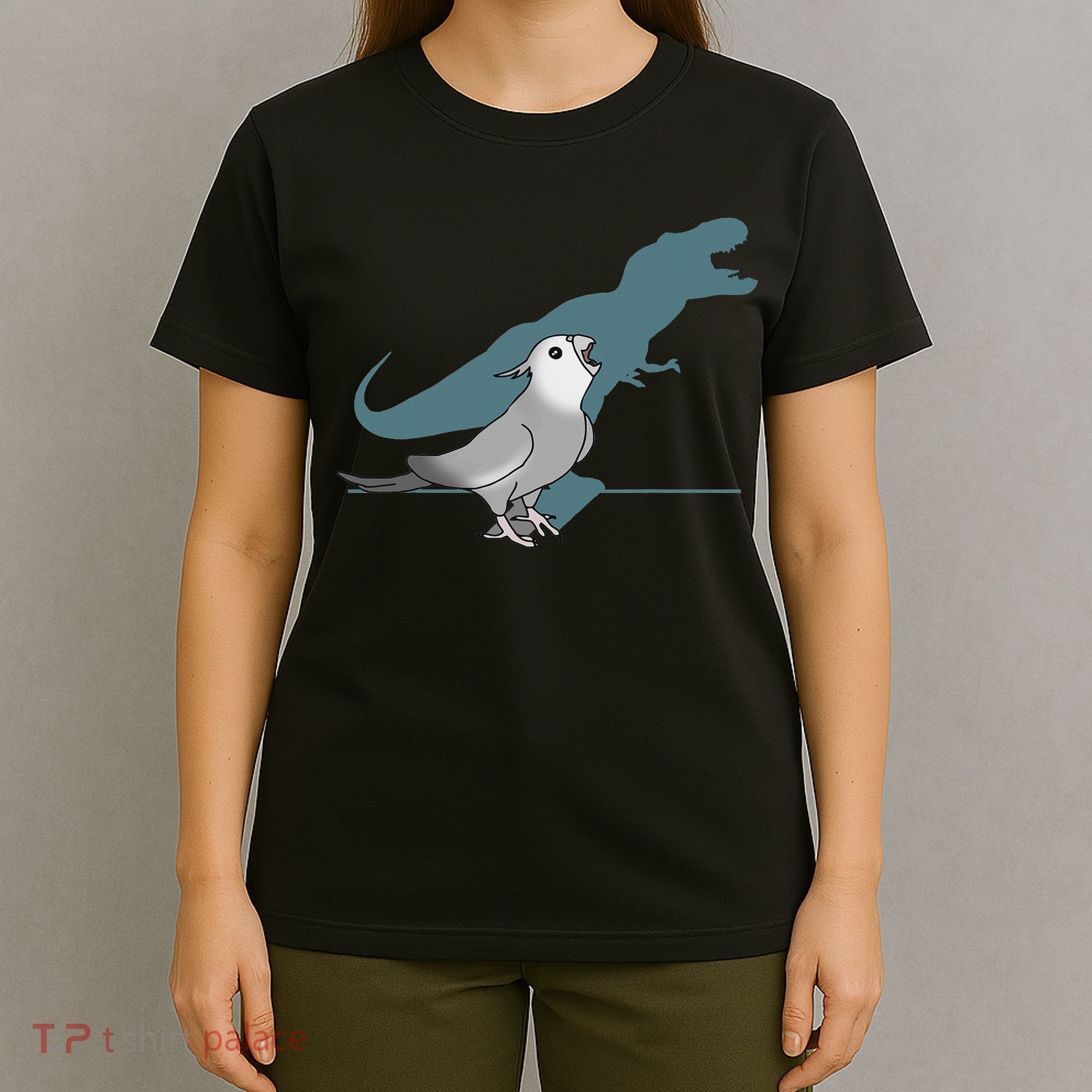 T Rex White Faced Cockatiel, Funny Grey Cockatiel Dinosaur T-Shirt