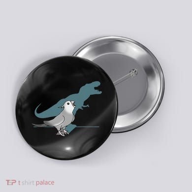 T Rex White Faced Cockatiel, Funny Grey Cockatiel Dinosaur Button