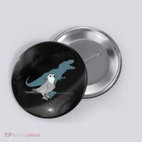 T Rex White Faced Cockatiel, Funny Grey Cockatiel Dinosaur Button thumb 0