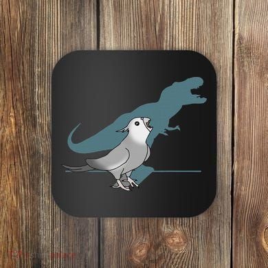 T Rex White Faced Cockatiel, Funny Grey Cockatiel Dinosaur Coaster