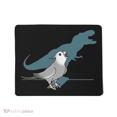 T Rex White Faced Cockatiel, Funny Grey Cockatiel Dinosaur Mousepad