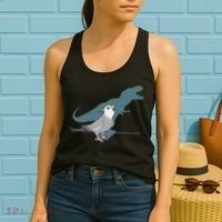 T Rex White Faced Cockatiel, Funny Grey Cockatiel Dinosaur Women's Tank Top thumb 2