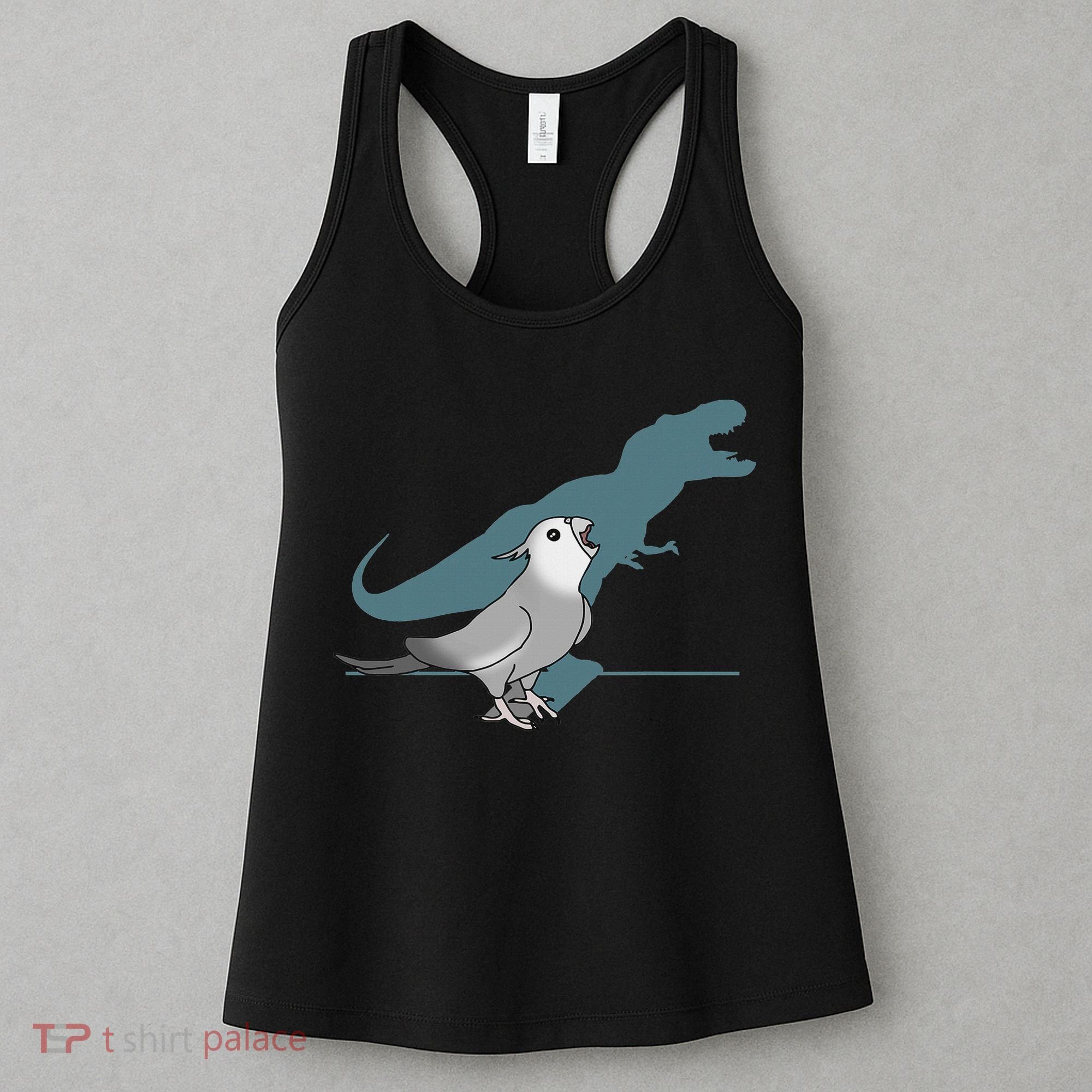 T Rex White Faced Cockatiel, Funny Grey Cockatiel Dinosaur Women's Tank Top