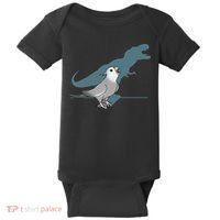 T Rex White Faced Cockatiel, Funny Grey Cockatiel Dinosaur Baby Bodysuit thumb 0
