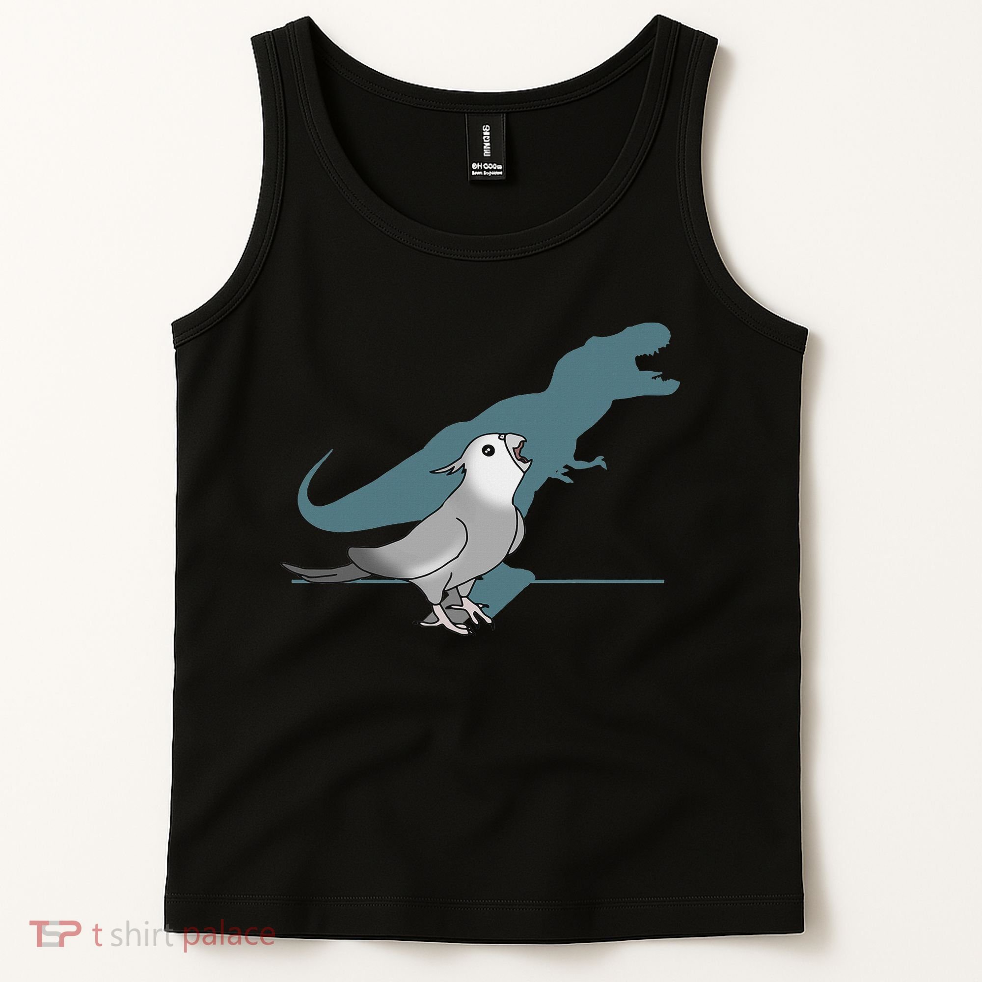 T Rex White Faced Cockatiel, Funny Grey Cockatiel Dinosaur Tank Top