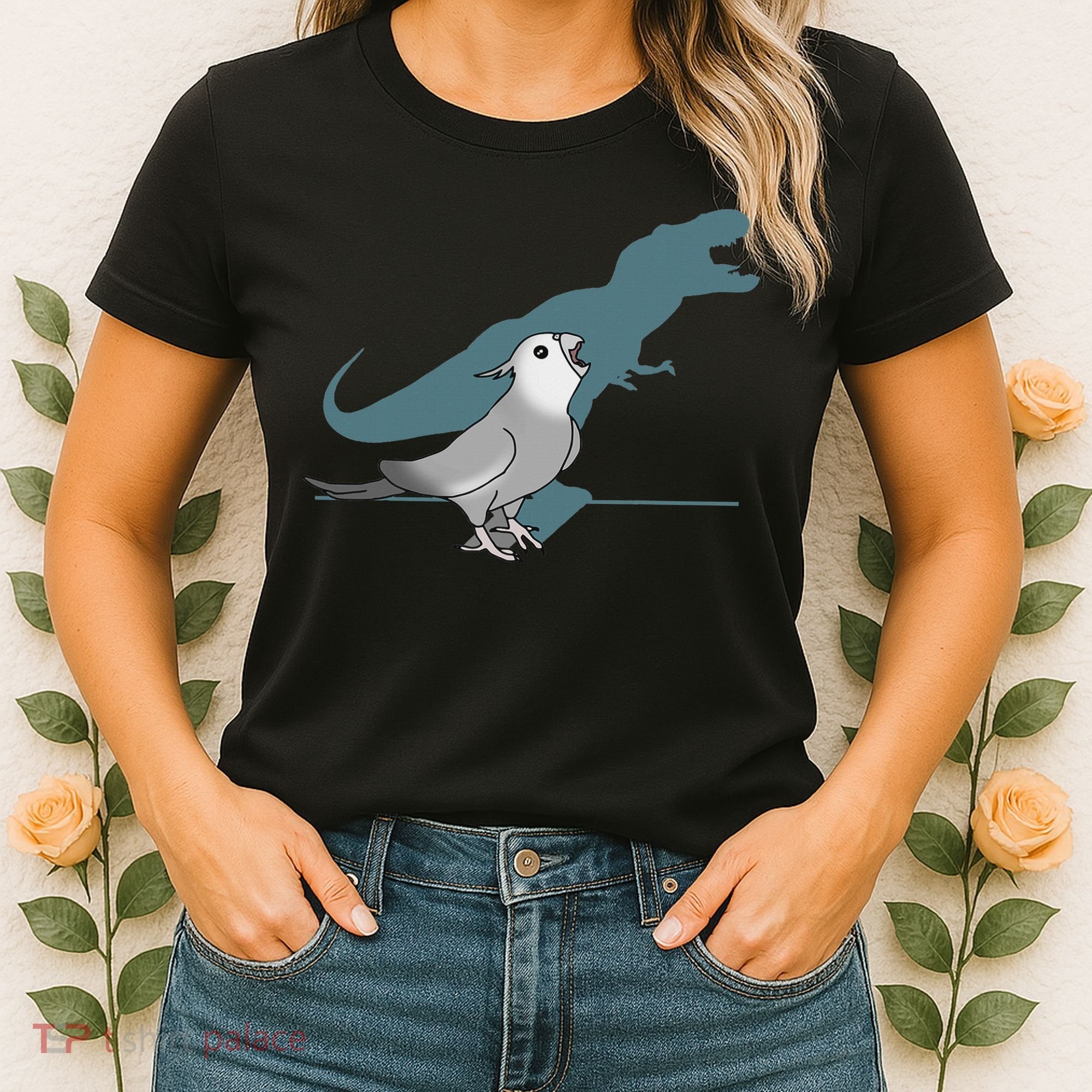 T Rex White Faced Cockatiel, Funny Grey Cockatiel Dinosaur Women's T-Shirt