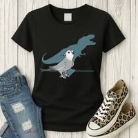 T Rex White Faced Cockatiel, Funny Grey Cockatiel Dinosaur Women's T-Shirt thumb 3