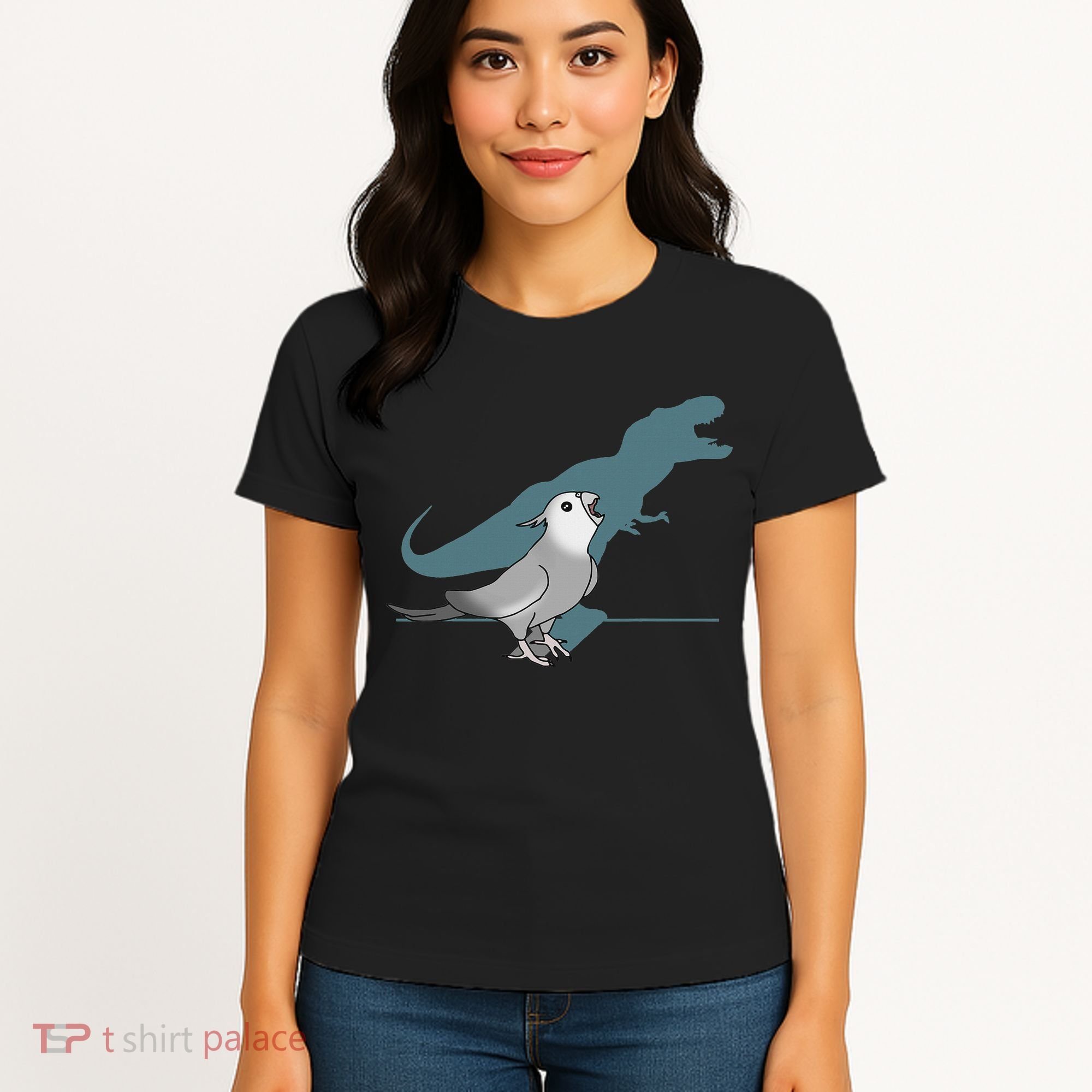 T Rex White Faced Cockatiel, Funny Grey Cockatiel Dinosaur Women's T-Shirt