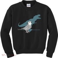 T Rex White Faced Cockatiel, Funny Grey Cockatiel Dinosaur Kids Sweatshirt thumb 0