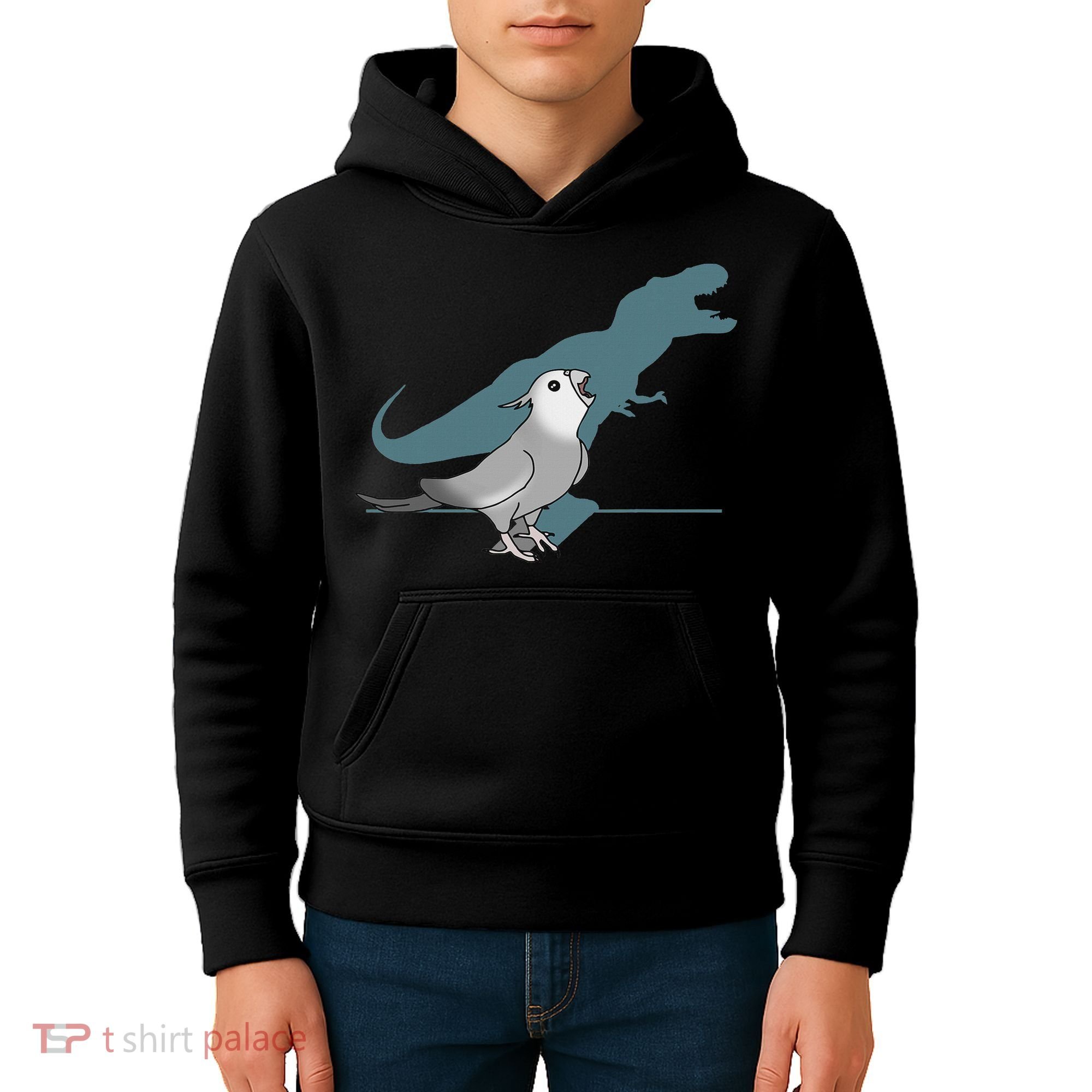 T Rex White Faced Cockatiel, Funny Grey Cockatiel Dinosaur Kids Hoodie
