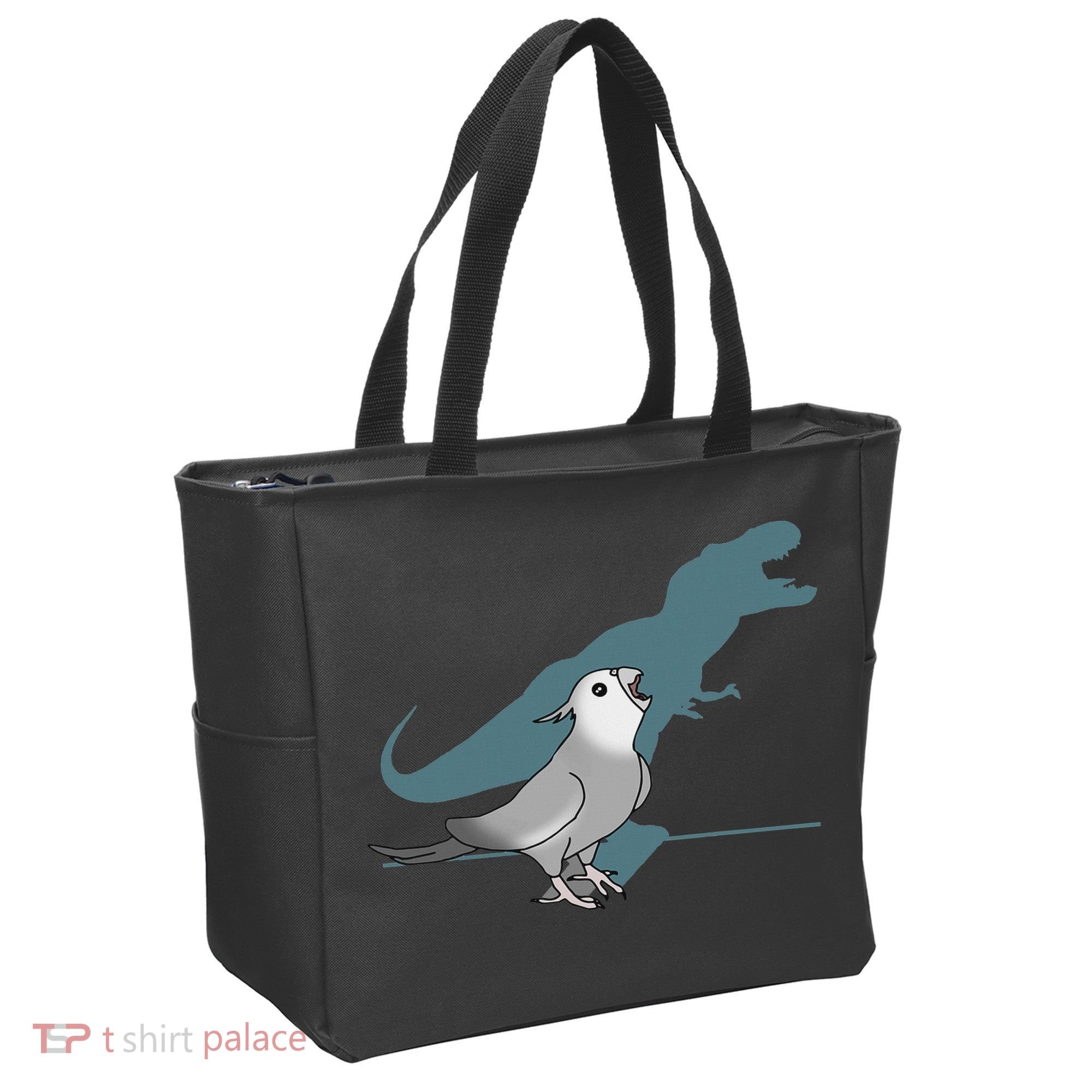 T Rex White Faced Cockatiel, Funny Grey Cockatiel Dinosaur Tote Bag
