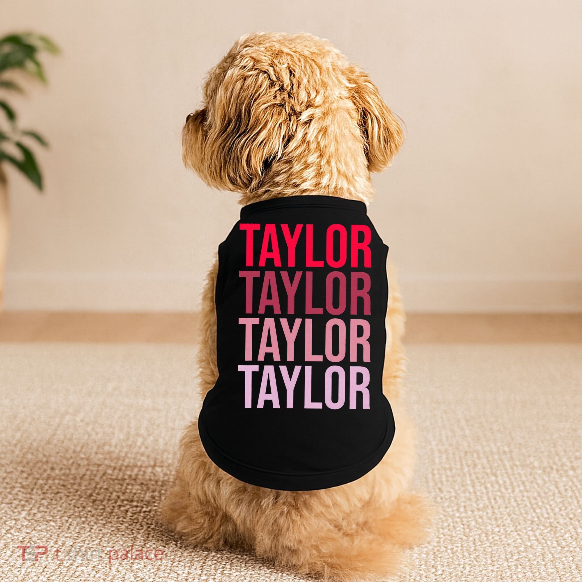 Taylor Retro Wordmark Pattern I love Taylor Doggie Tank