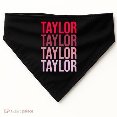 Taylor Retro Wordmark Pattern I love Taylor USA-Made Doggie Bandana