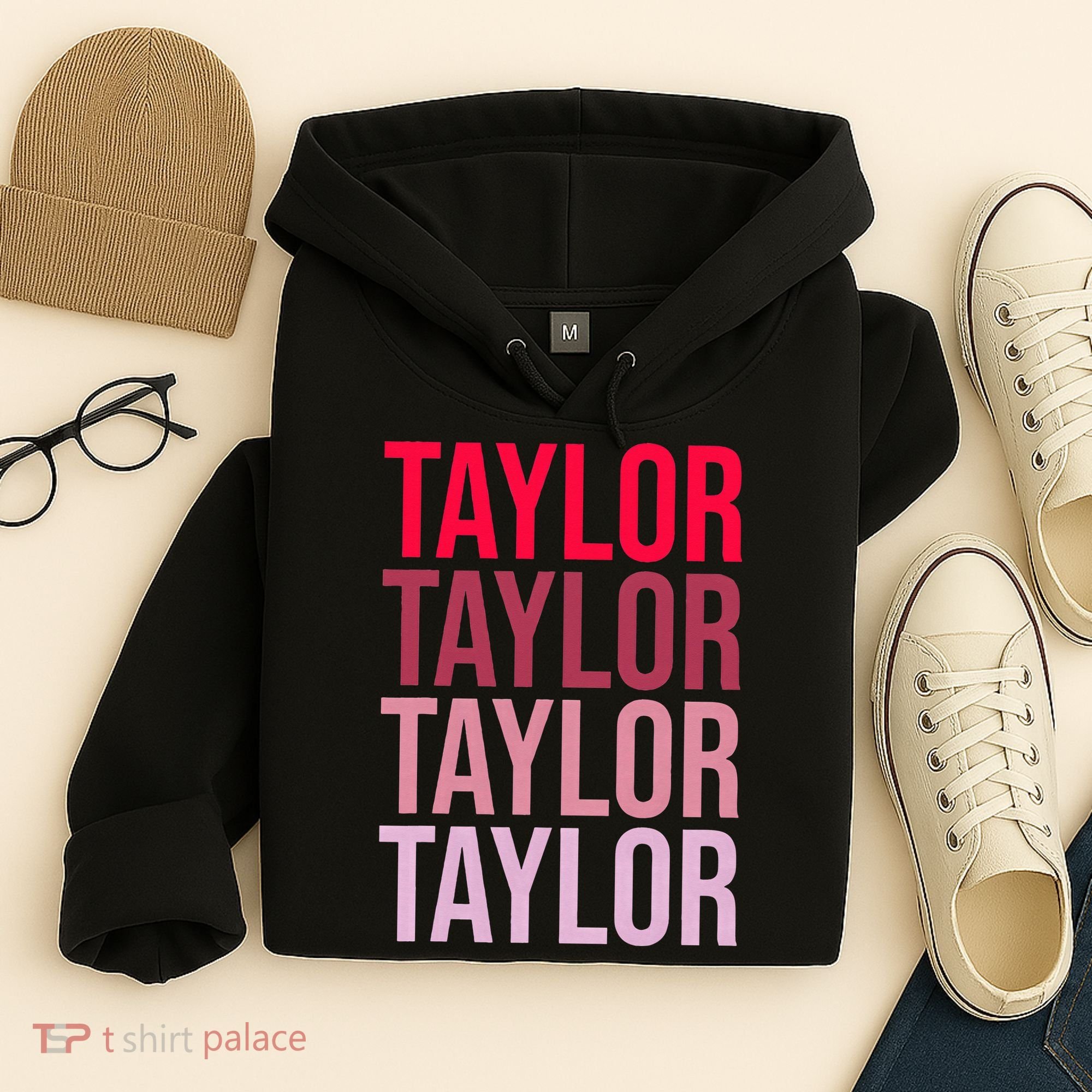 Taylor Retro Wordmark Pattern I love Taylor Hoodie
