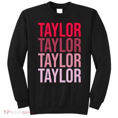 Taylor Retro Wordmark Pattern I love Taylor Sweatshirt