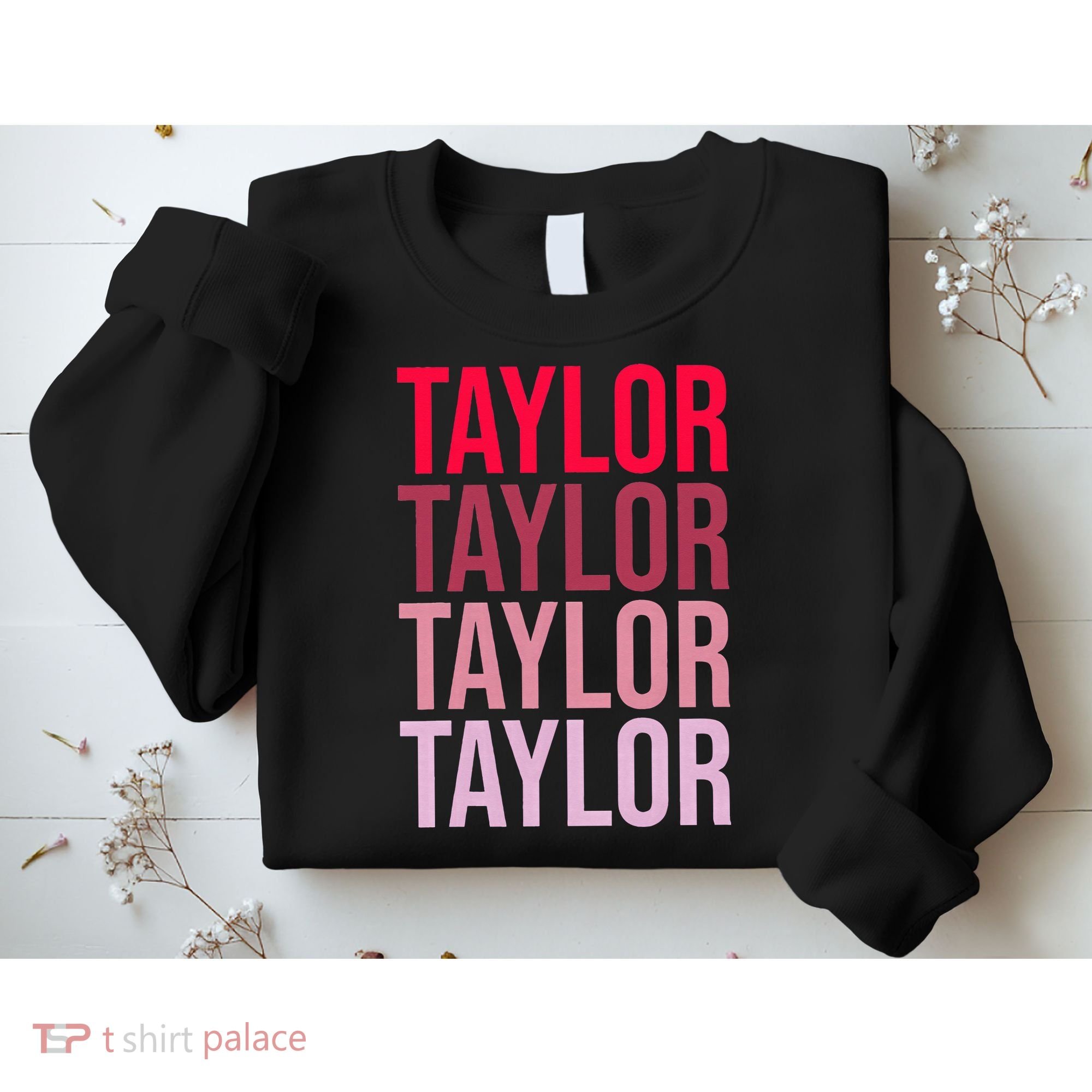 Taylor Retro Wordmark Pattern I love Taylor Sweatshirt