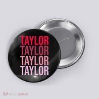 Taylor Retro Wordmark Pattern I love Taylor Button thumb 0