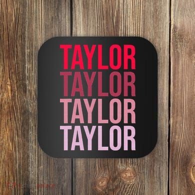 Taylor Retro Wordmark Pattern I love Taylor Coaster