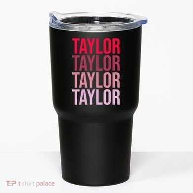 Taylor Retro Wordmark Pattern I love Taylor Tumbler
