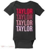 Taylor Retro Wordmark Pattern I love Taylor Baby Bodysuit thumb 0