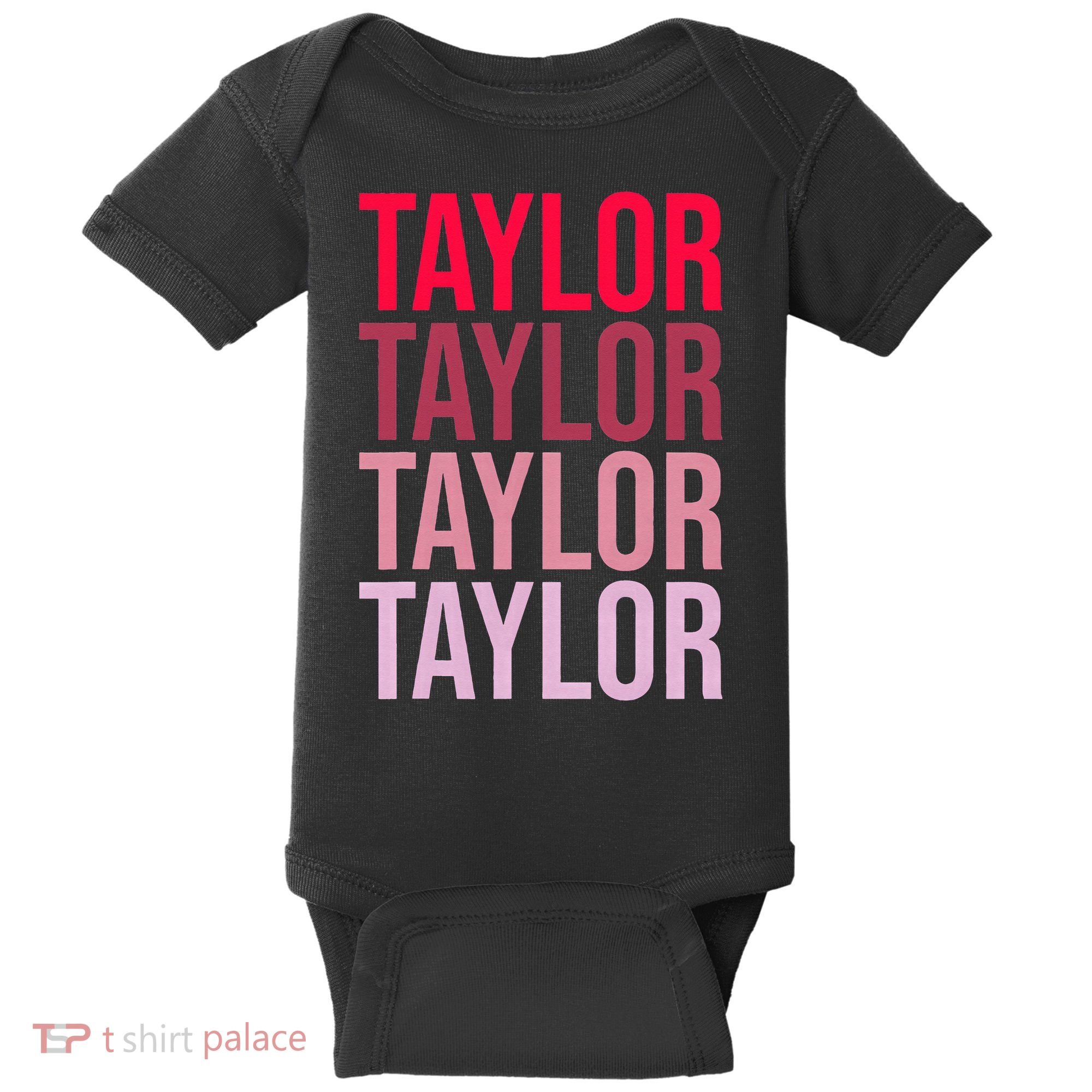 Taylor Retro Wordmark Pattern I love Taylor Baby Bodysuit