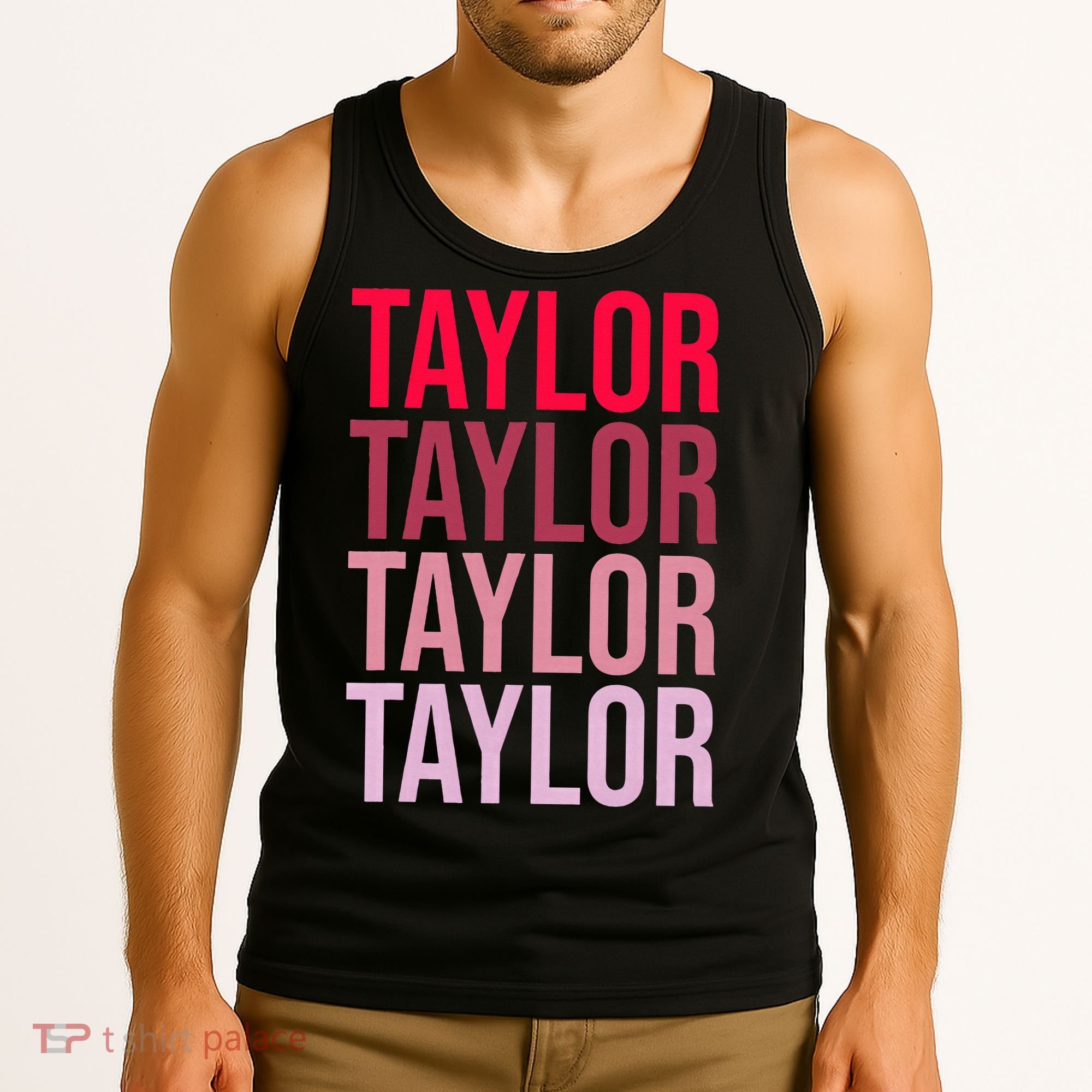 Taylor Retro Wordmark Pattern I love Taylor Tank Top