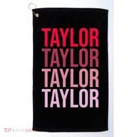 Taylor Retro Wordmark Pattern I love Taylor Golf Towel thumb 0